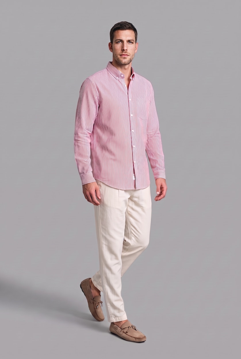 MAN Plum Regular Fit Cotton Long Sleeve Shirt