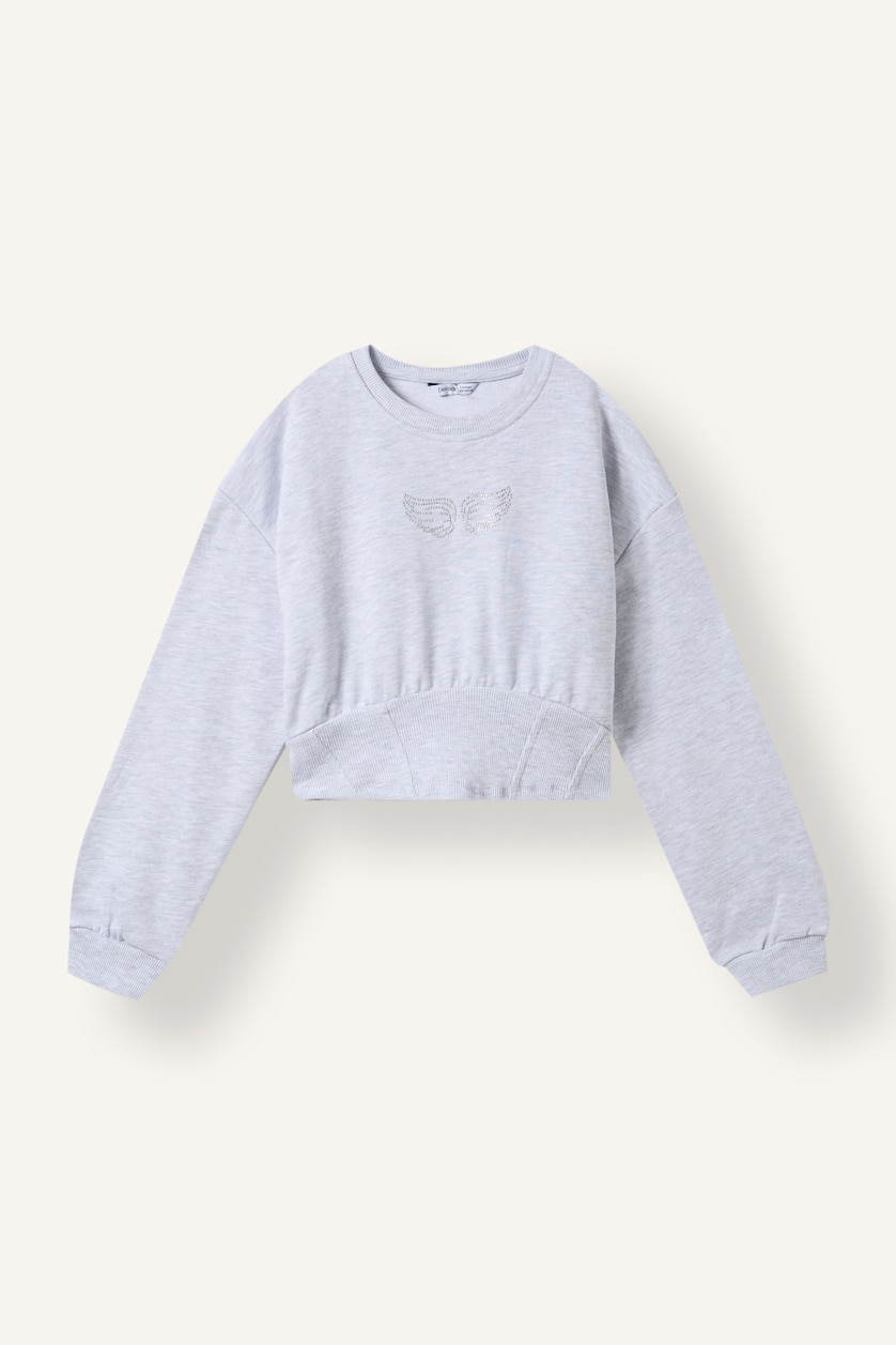 Young Girls - Teen Girls Light Grey Melange Slim Fit Sweatshirt