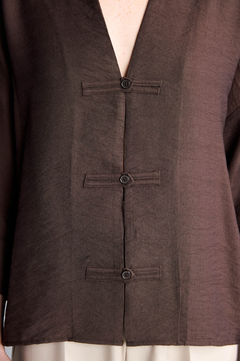 Women Brown Oversize Basic Blouse