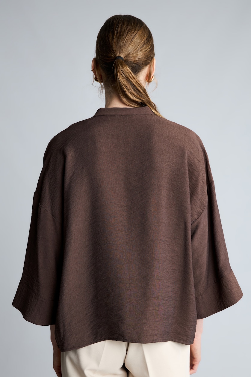 Women Brown Oversize Basic Blouse