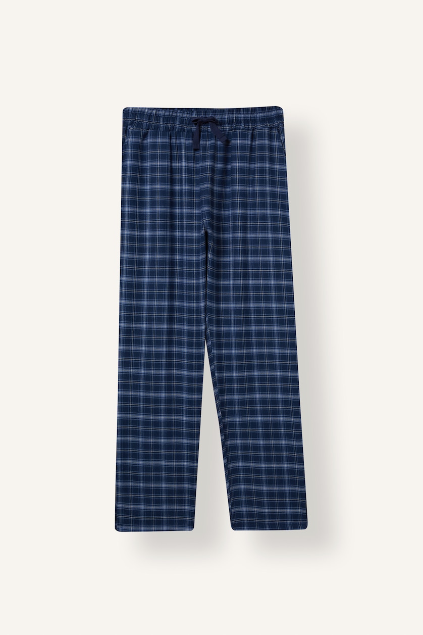 Erkek Lacivert Regular Fit Ekose Flanel Pijama Altı