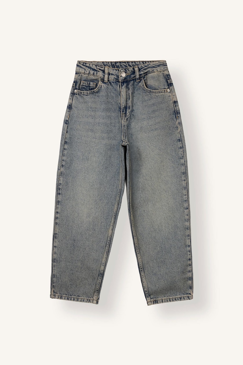 Erkek Çocuk - Genç Erkek Mavi Barrel Fit Jean Pantolon Erkek Çocuk