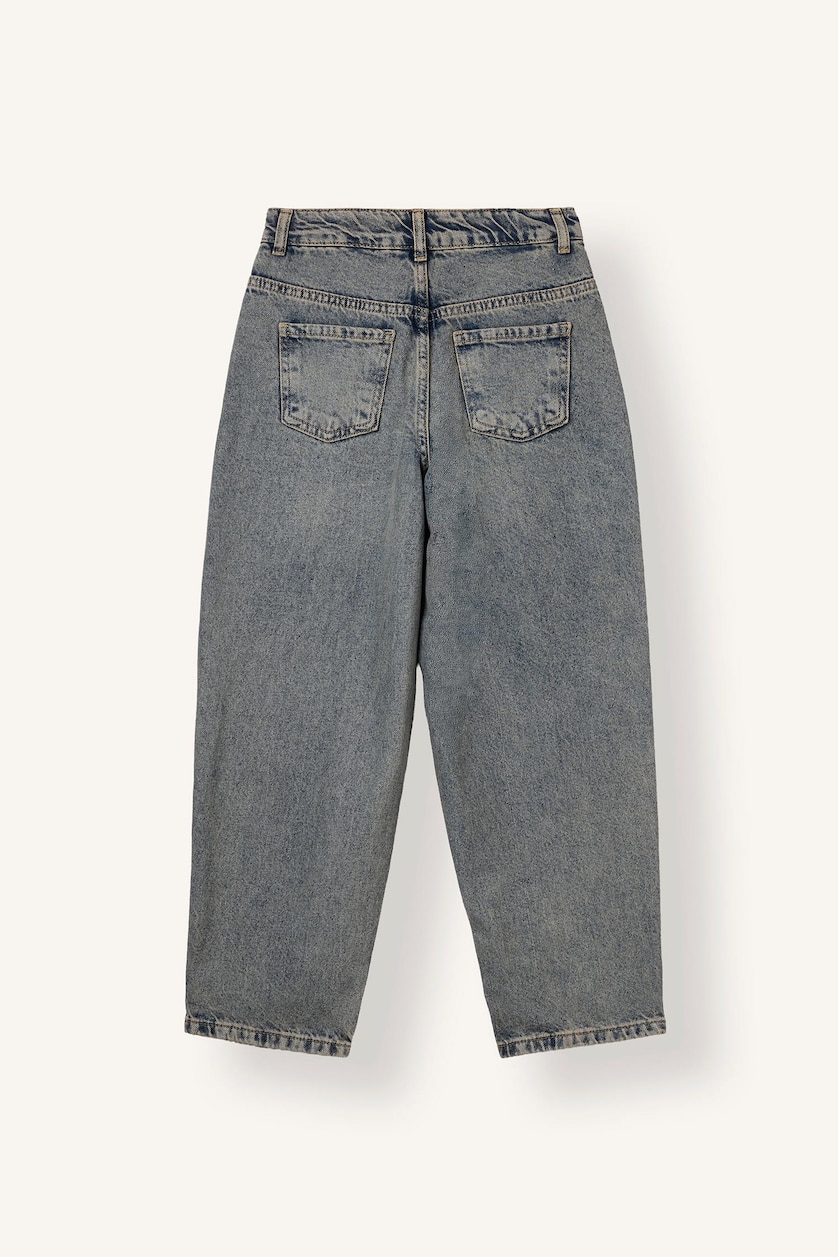Erkek Çocuk - Genç Erkek Mavi Barrel Fit Jean Pantolon Erkek Çocuk