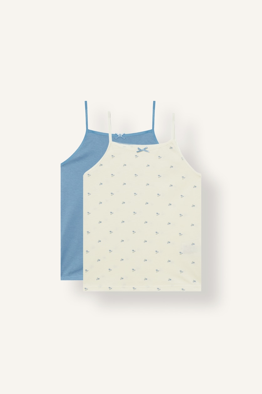Young Girls - Teen Girls Ecru Girl 2 piece Regular Fit Printed Tank Top