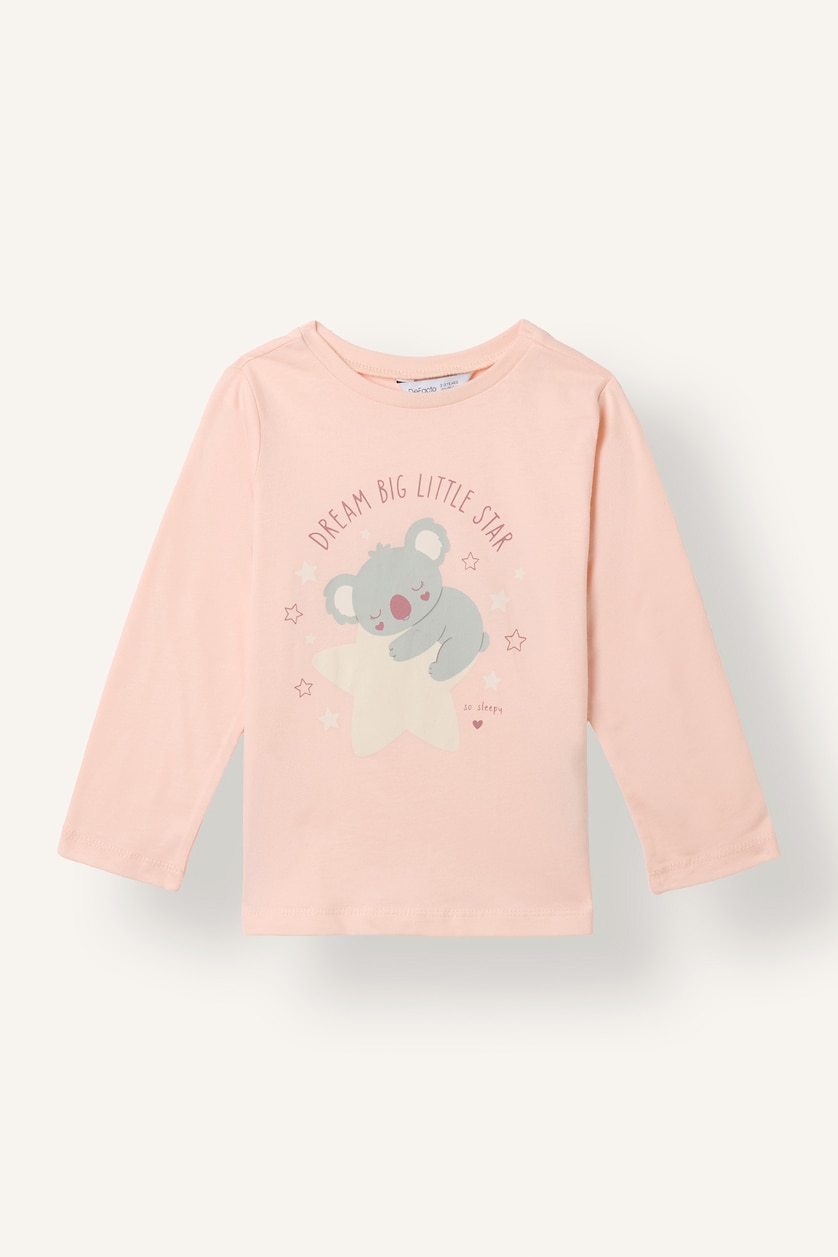 Baby Girls Pink Woman 2 piece Regular Fit Crew Neck Animal Knitted Pyjamas
