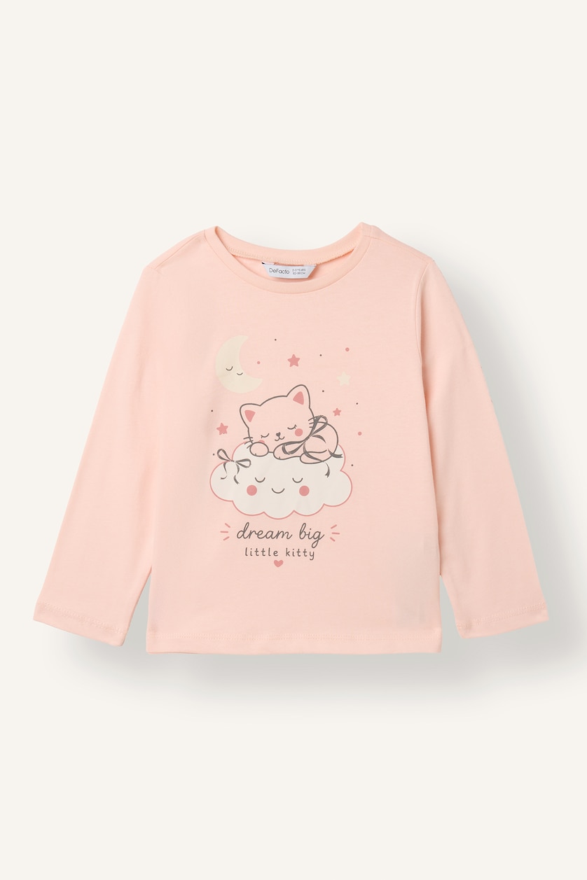Baby Girls Pink Woman 2 piece Regular Fit Crew Neck Animal Knitted Pyjamas