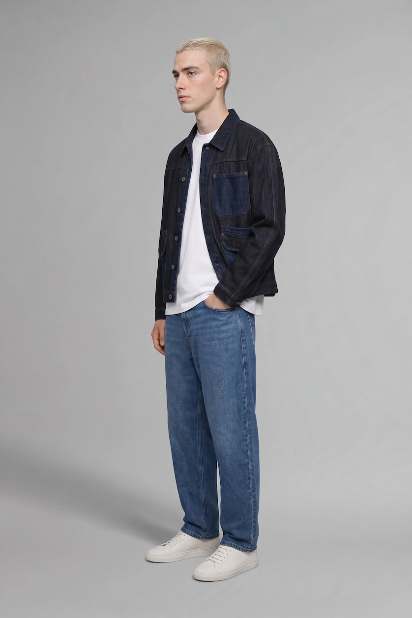 MAN Blue Normal Waist Relax Fit Trousers