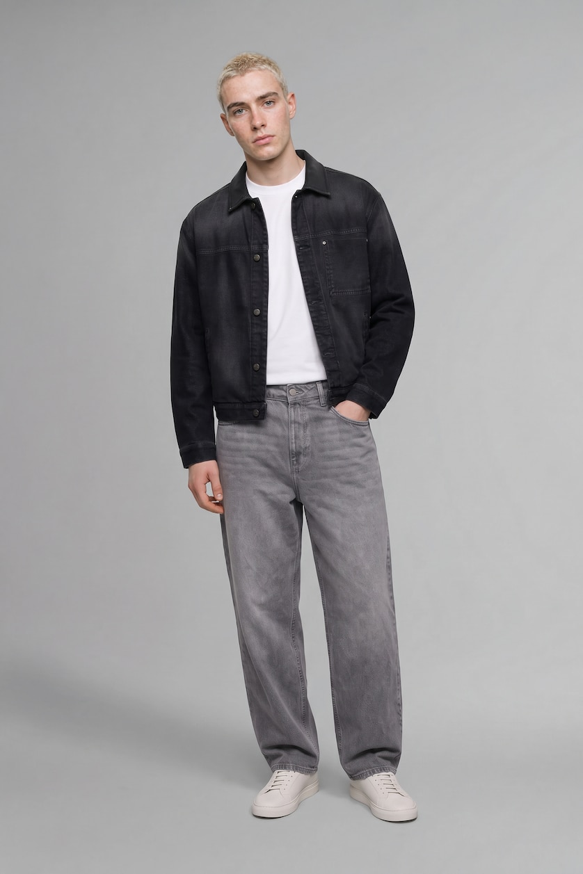 MAN Grey Normal Waist Relax Fit Trousers