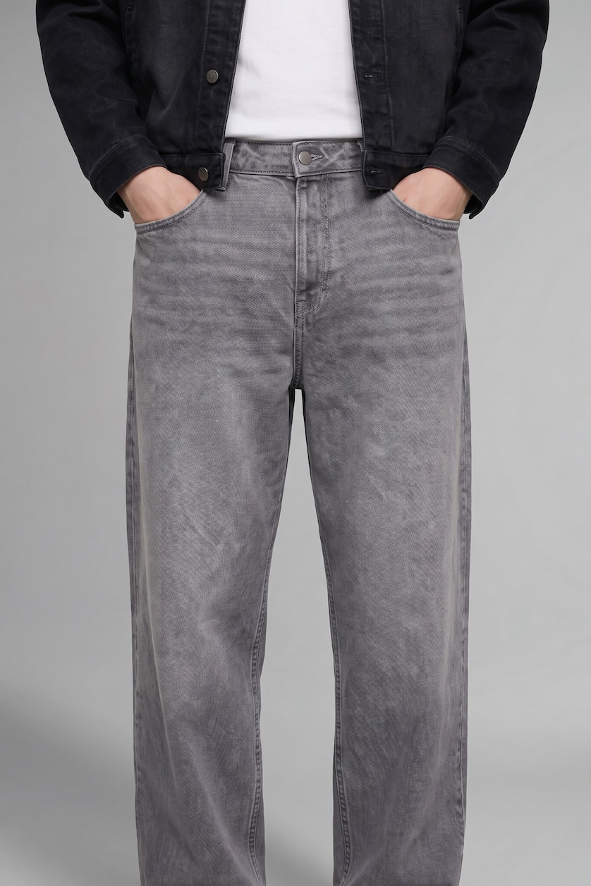 MAN Grey Normal Waist Relax Fit Trousers