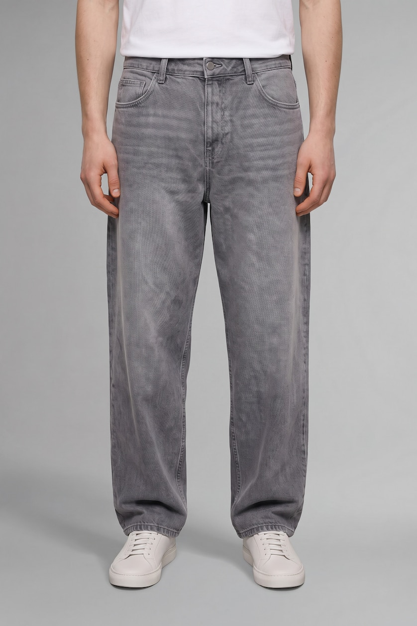 MAN Grey Normal Waist Relax Fit Trousers