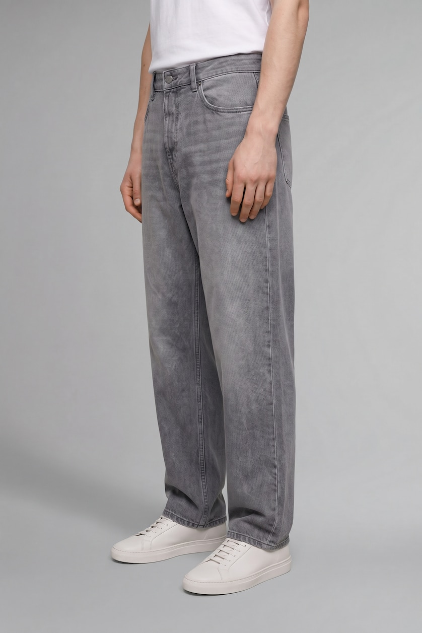 MAN Grey Normal Waist Relax Fit Trousers