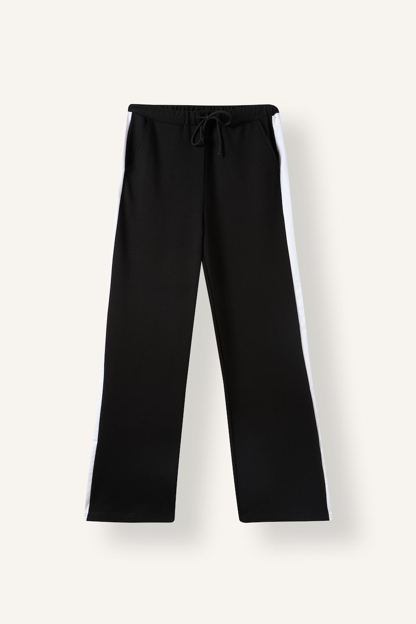 WOMAN Black Elastic Band Straight Fit Trousers