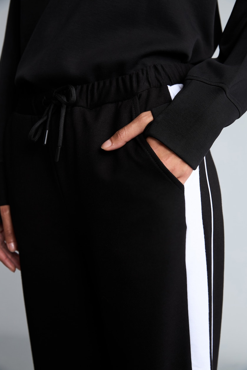 WOMAN Black Straight Fit Elastic Waist Pockets Straight Leg Sweatpants