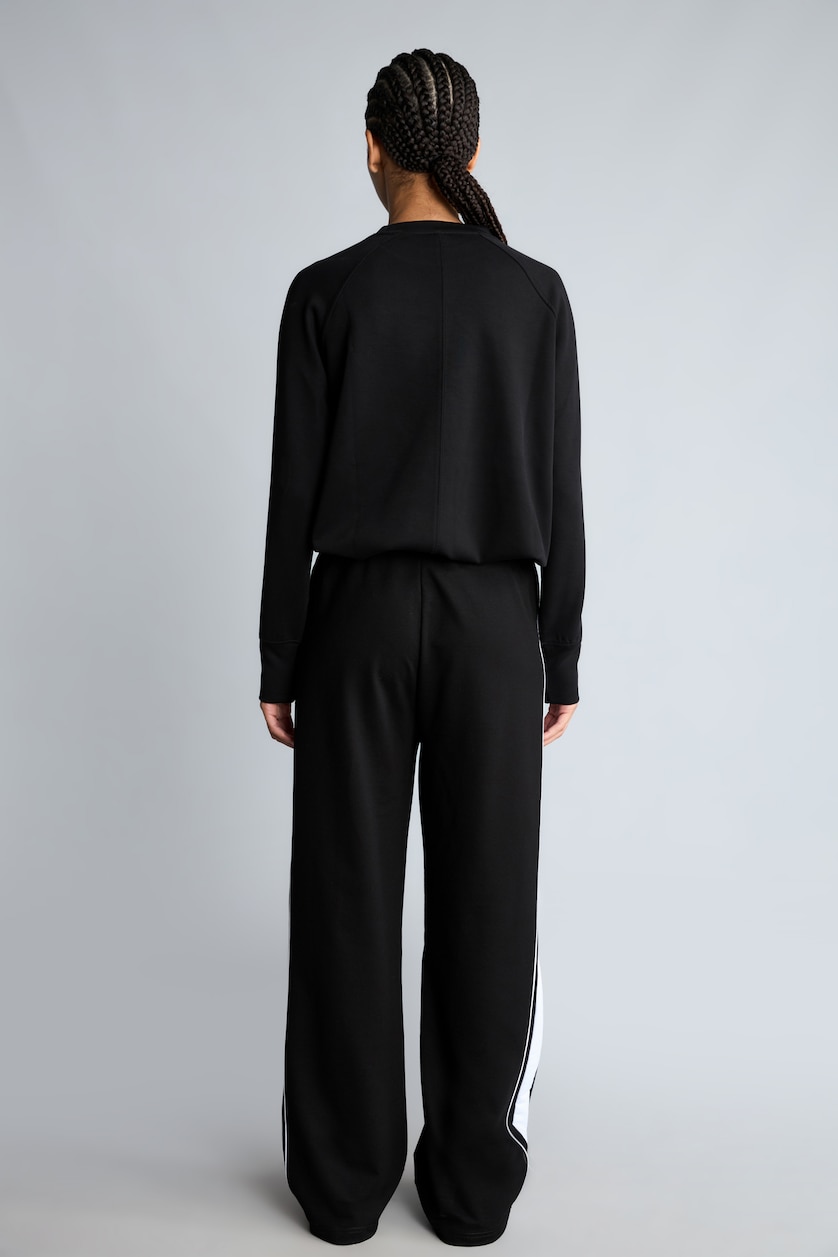 WOMAN Black Straight Fit Elastic Waist Pockets Straight Leg Sweatpants