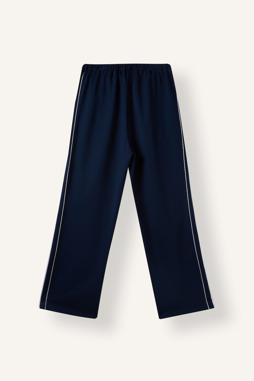 WOMAN NAVY Elastic Band Straight Fit Trousers