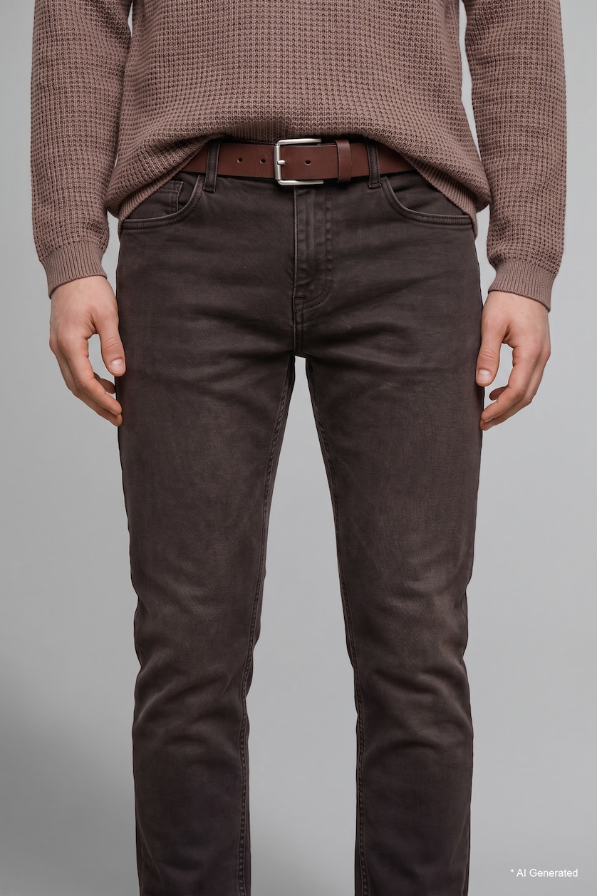 Men Brown Normal Waist Pedro Slim Fit Trousers