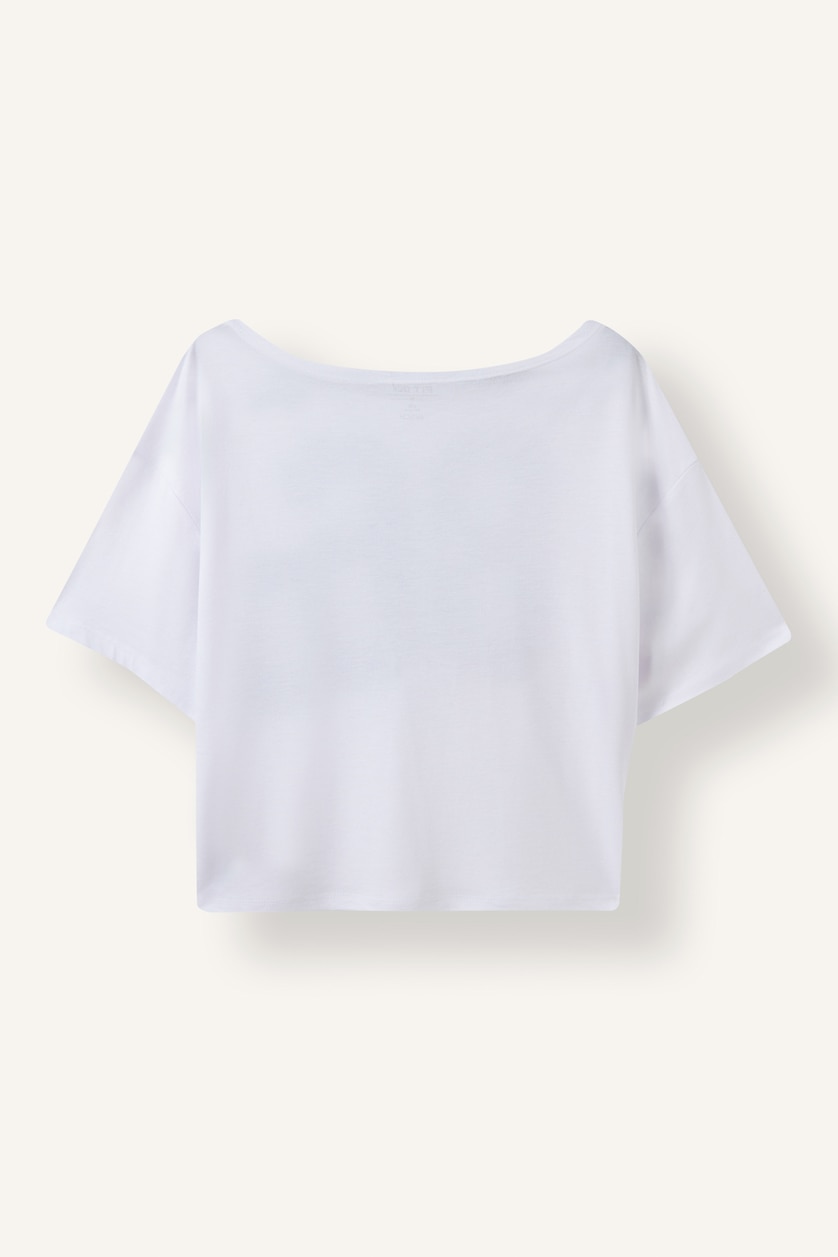 Women White Loose Fit modal Short Sleeve T-Shirt