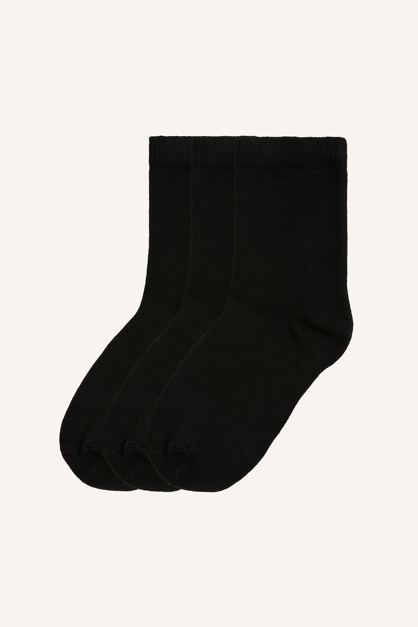 Kız Çocuk - Genç Kız Siyah Unisex Dikişsiz 3'lü Uzun Çorap