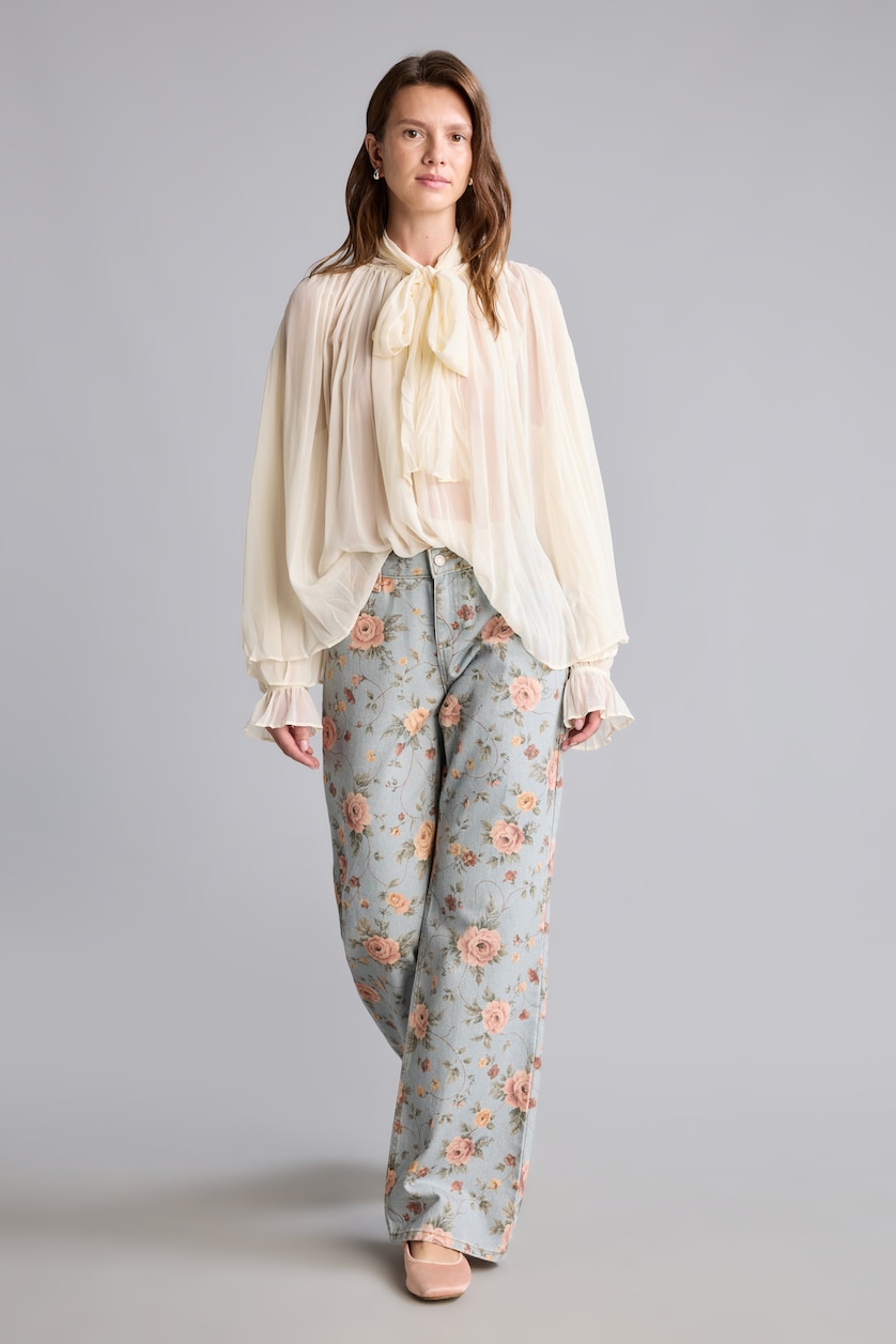 Women Light Blue Normal Waist Straight Fit Trousers