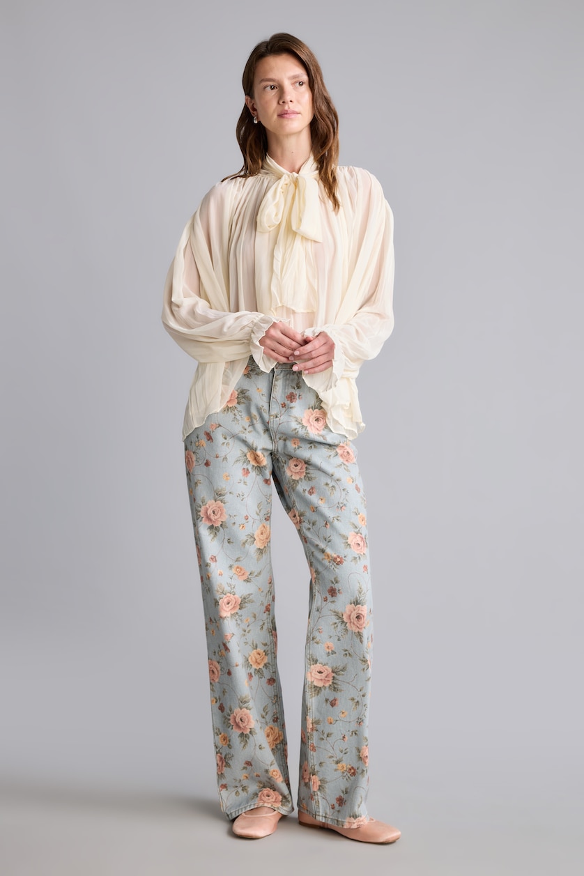Women Light Blue Normal Waist Straight Fit Trousers