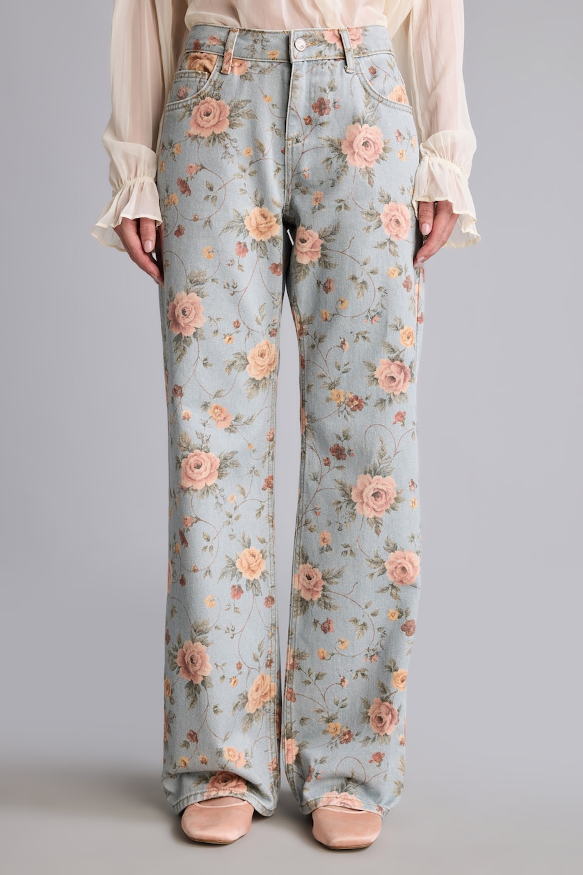 Women Light Blue Normal Waist Straight Fit Trousers