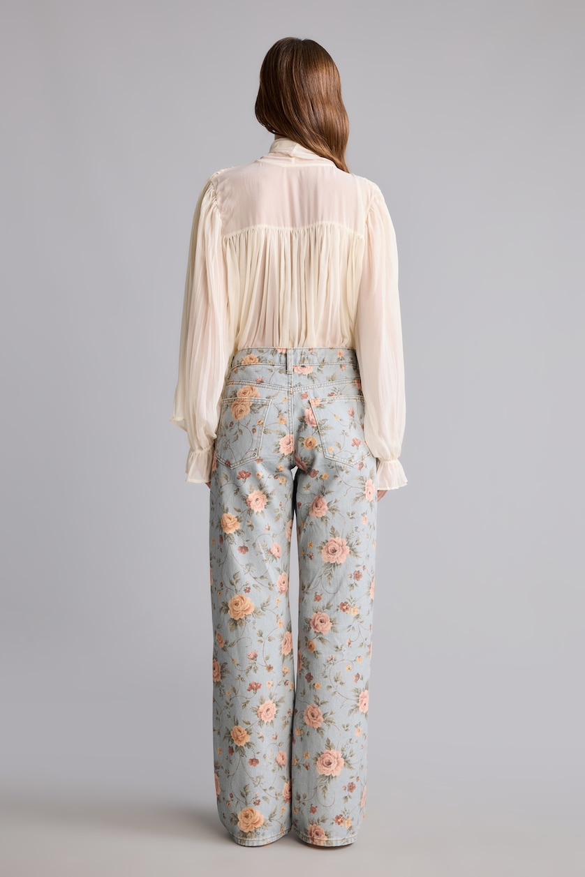 Women Light Blue Normal Waist Straight Fit Trousers