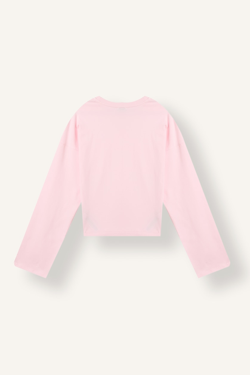 Kadın Açık Pembe Slim Fit Uzun Kollu Basic Tişört