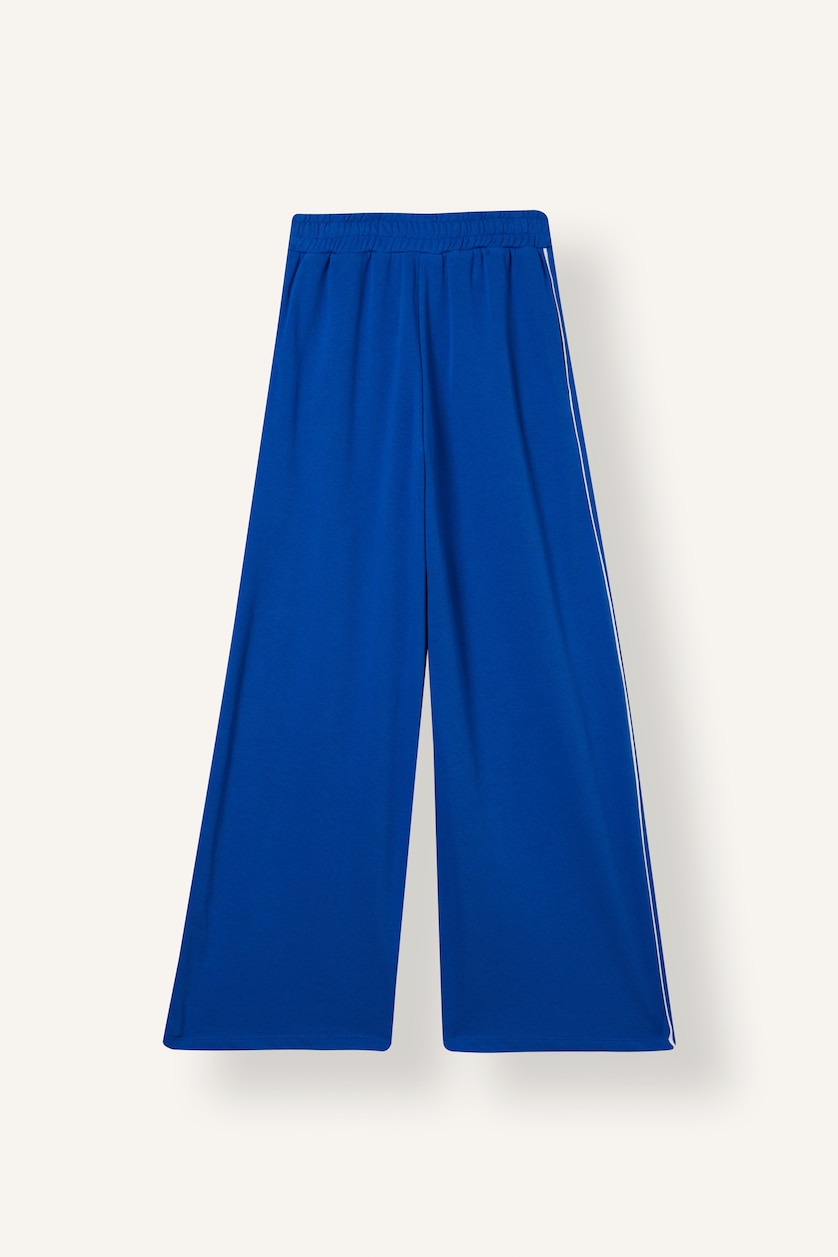 Women Sax Wide Leg Thick Sweatshirt Fabric Trousers