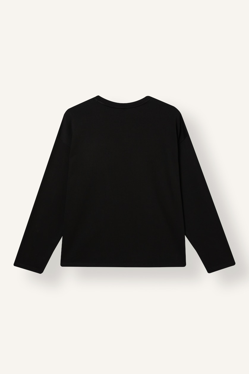 Kadın Siyah %100 Pamuk Loose Fit Bisiklet Yaka Basic Tişört