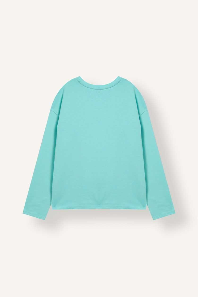 Kadın Açık Yeşil %100 Pamuk Loose Fit Bisiklet Yaka Basic Tişört