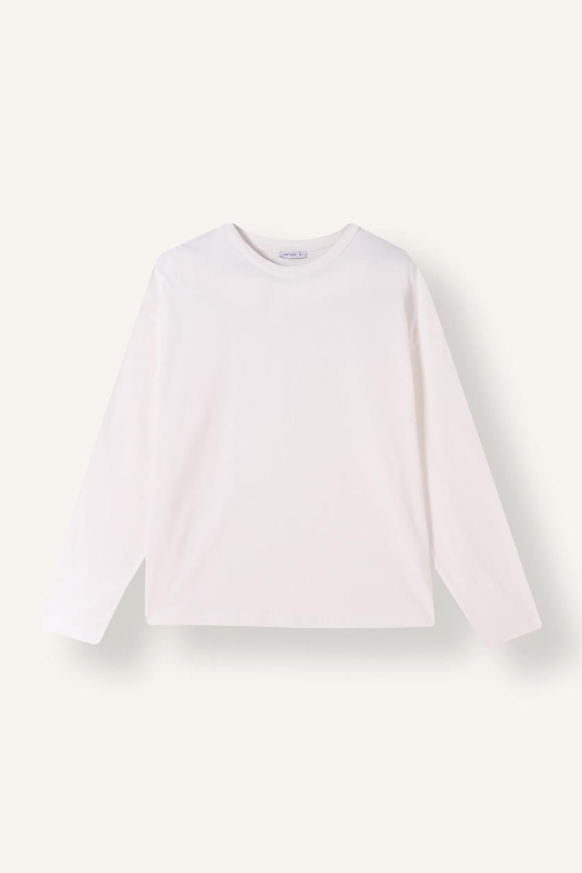 WOMAN White Loose Fit Long Sleeve T-Shirt