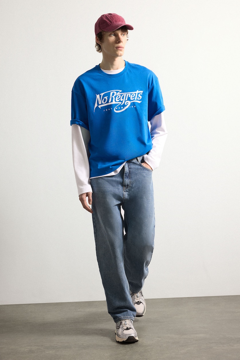Men Blue Baggy Fit Wide Leg Denim Trousers