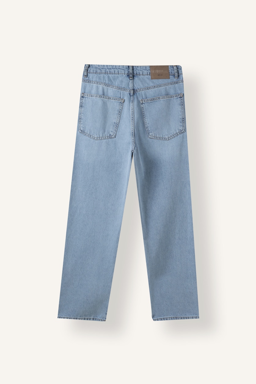 Men Light Blue Normal Waist Baggy Fit Trousers