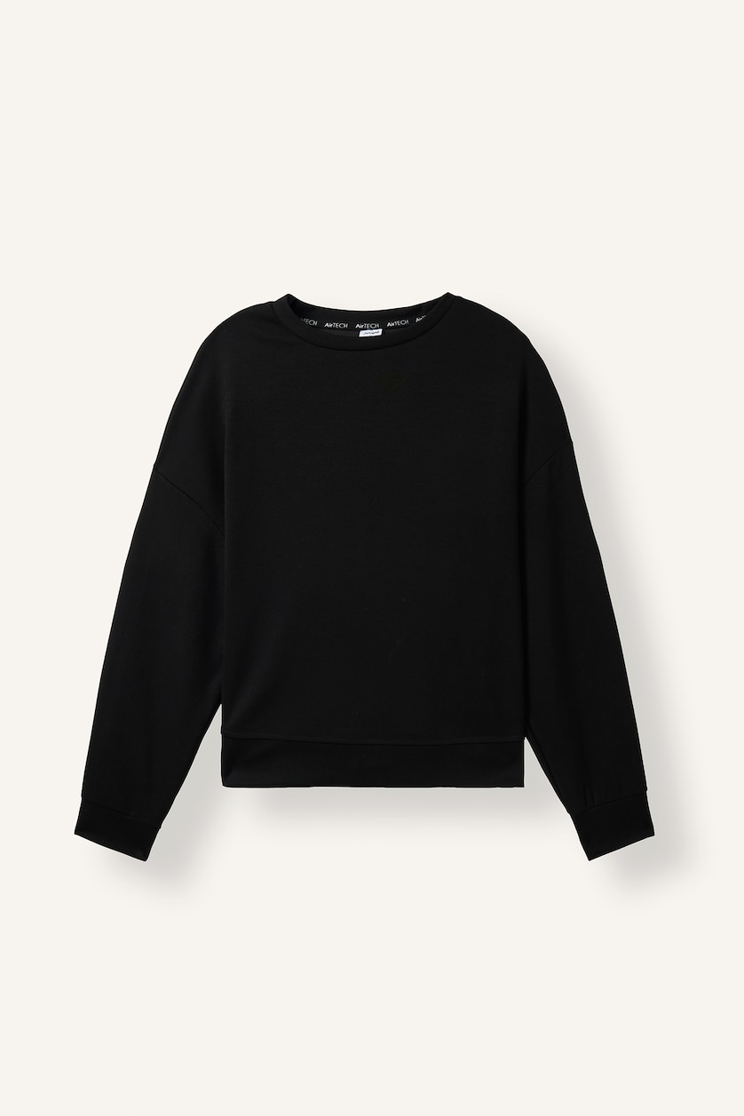 Kadın Siyah Oversize Skuba Kumaş Basic Sweatshirt