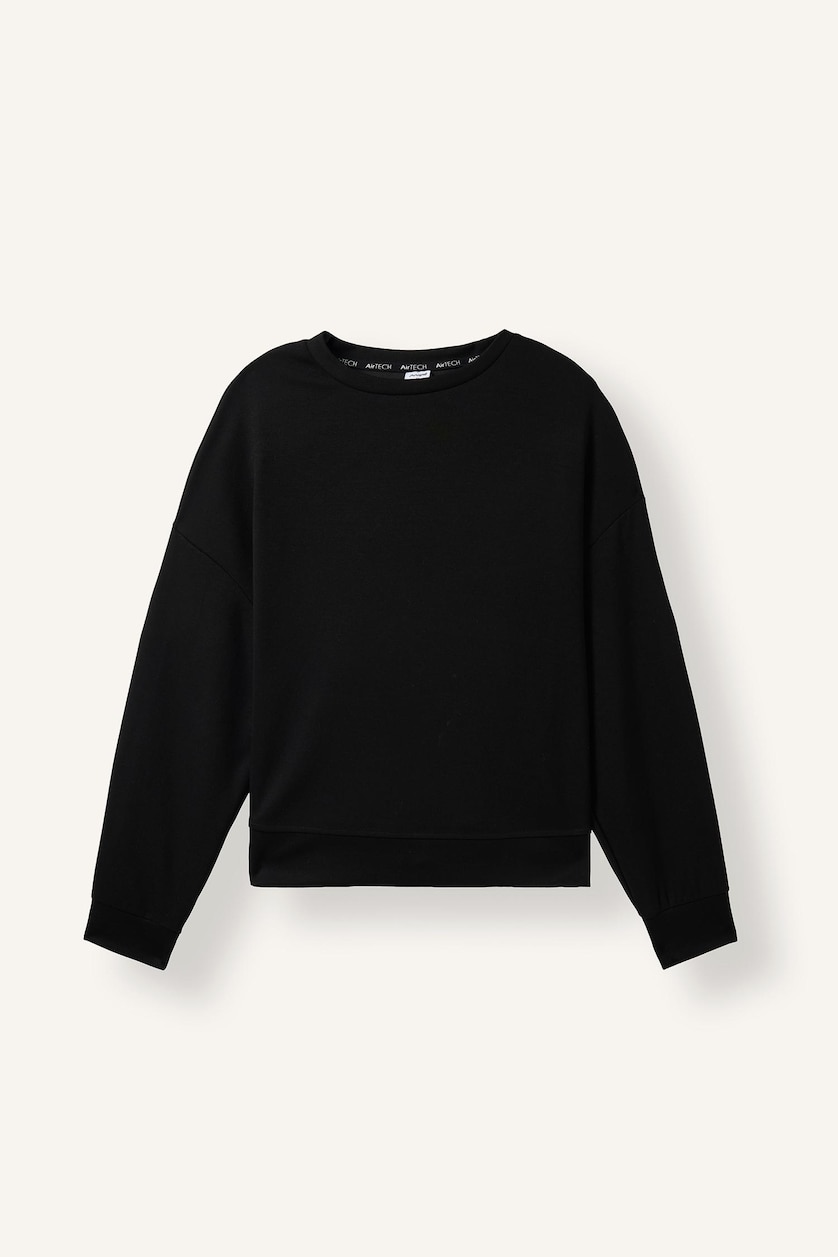 Woman Black Oversize Fit Scuba Fabric Sweatshirt