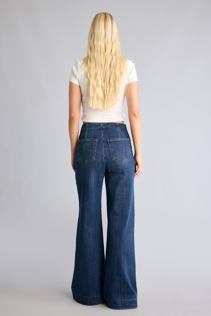 Women Dark Blue High Waist Trousers