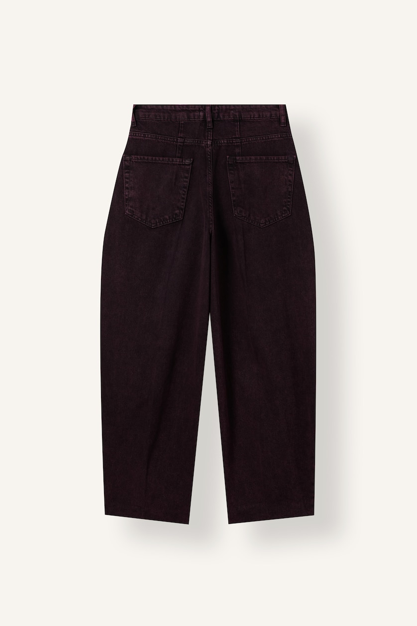 Kadın Bordo Barrel Fit Yüksek Bel Jean