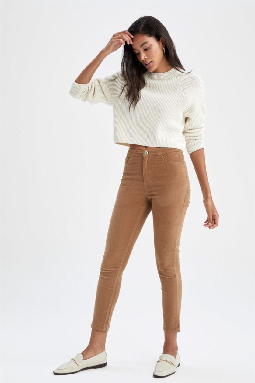 WOMAN Camel High Waist Skinny Fit Trousers