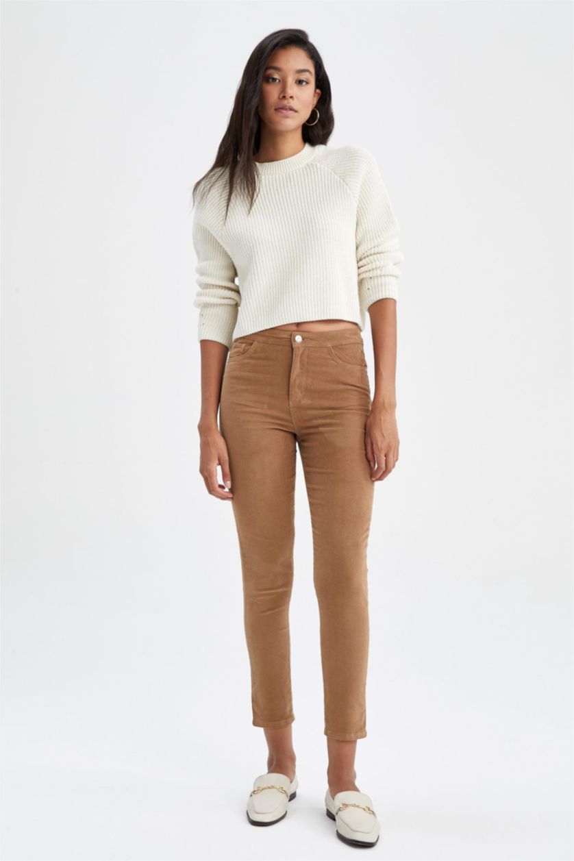 WOMAN Camel High Waist Skinny Fit Trousers
