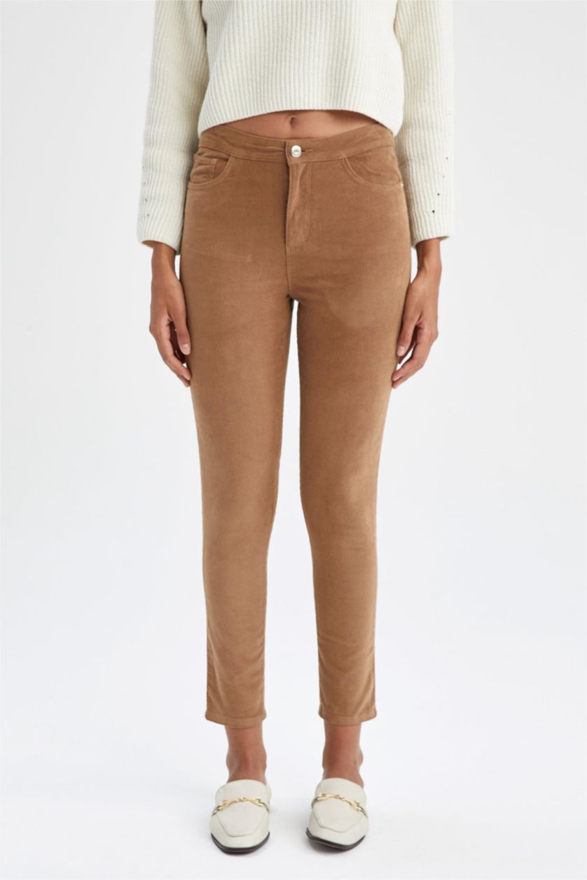 WOMAN Camel High Waist Skinny Fit Trousers