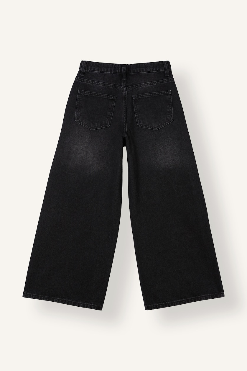 Kız Çocuk - Genç Kız Siyah Wide Leg Jean Kız Çocuk