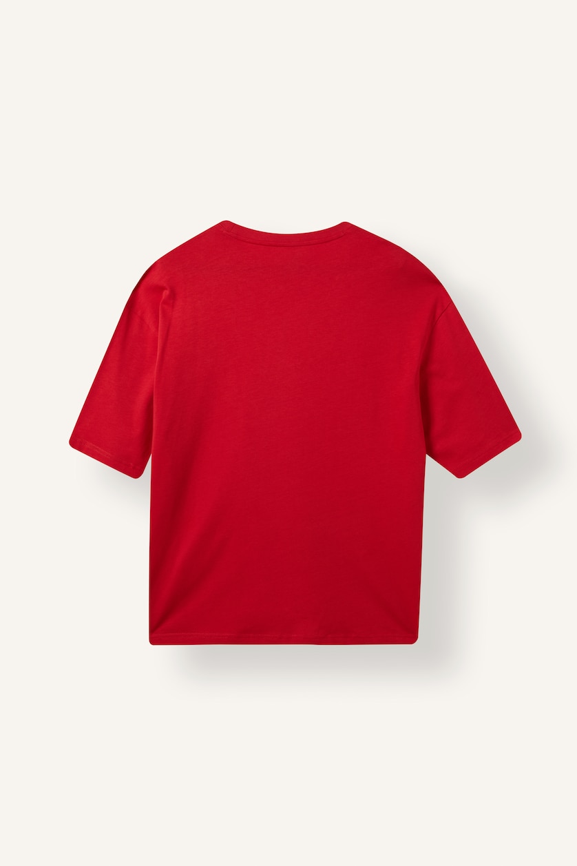 Men Red Boxy Fit Short Sleeve T-Shirt