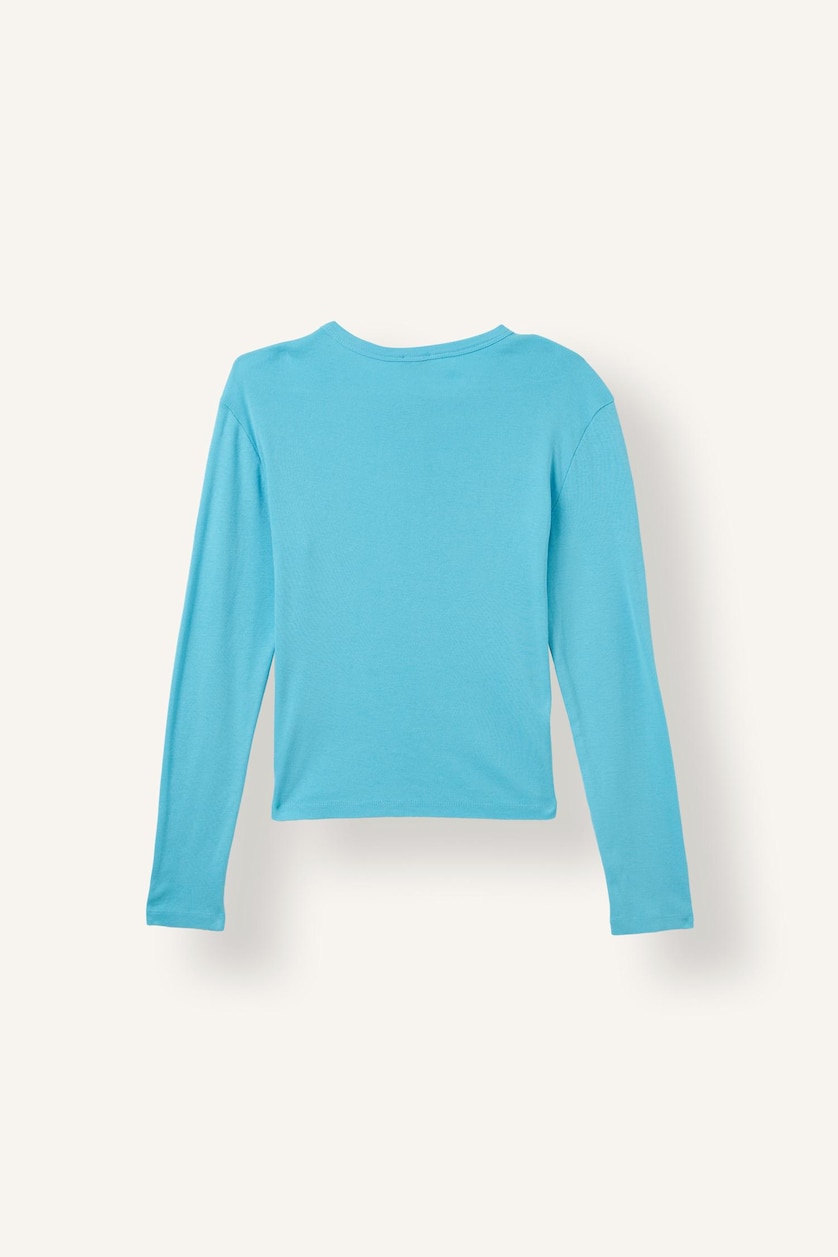 Kadın Deniz Mavisi Slim Fit Düğmeli Ribana Basic Hırka