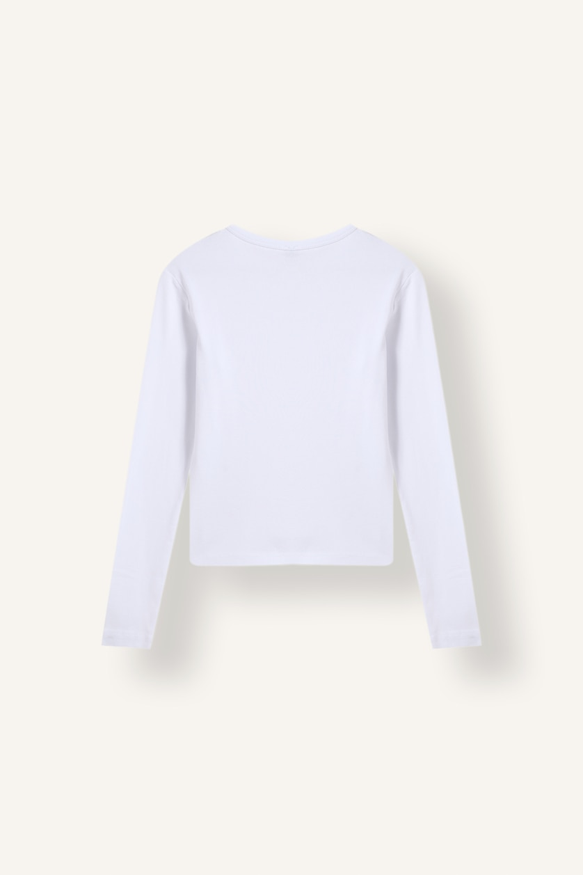 Kadın Beyaz Slim Fit Düğmeli Ribana Basic Hırka