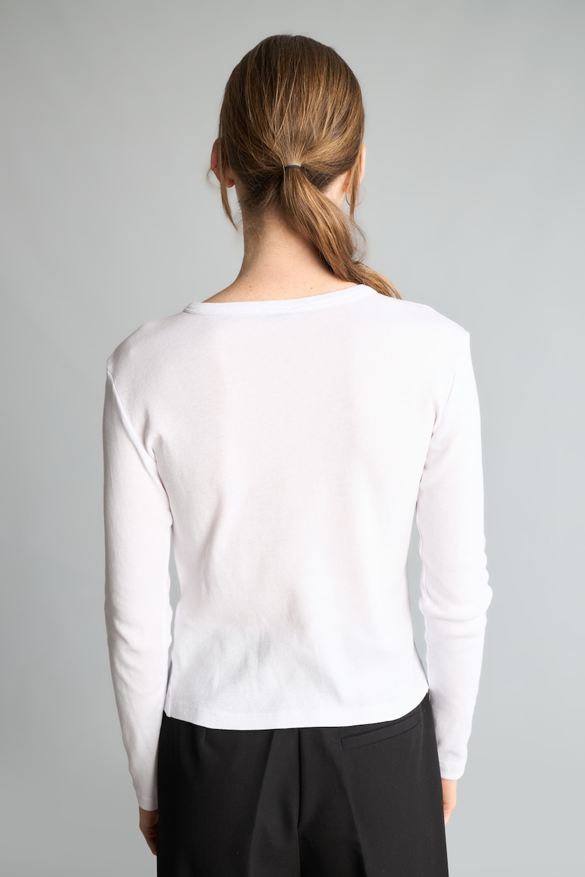 WOMAN White 100% Cotton Slim Fit Ribbed Basic Cardigan