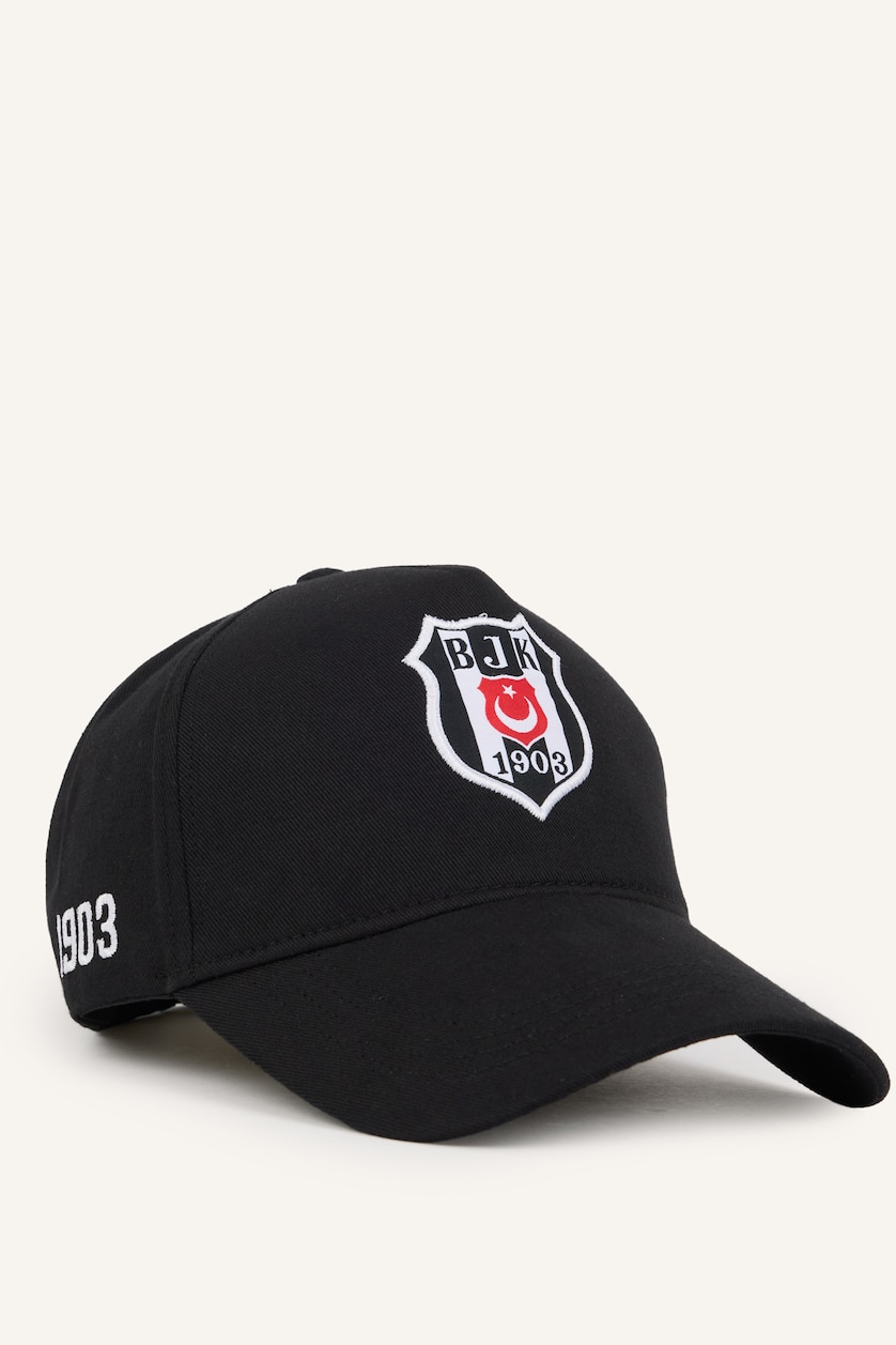 Erkek Çocuk - Genç Erkek Siyah Beşiktaş Arma Nakışlı Pamuklu Şapka Erkek Çocuk