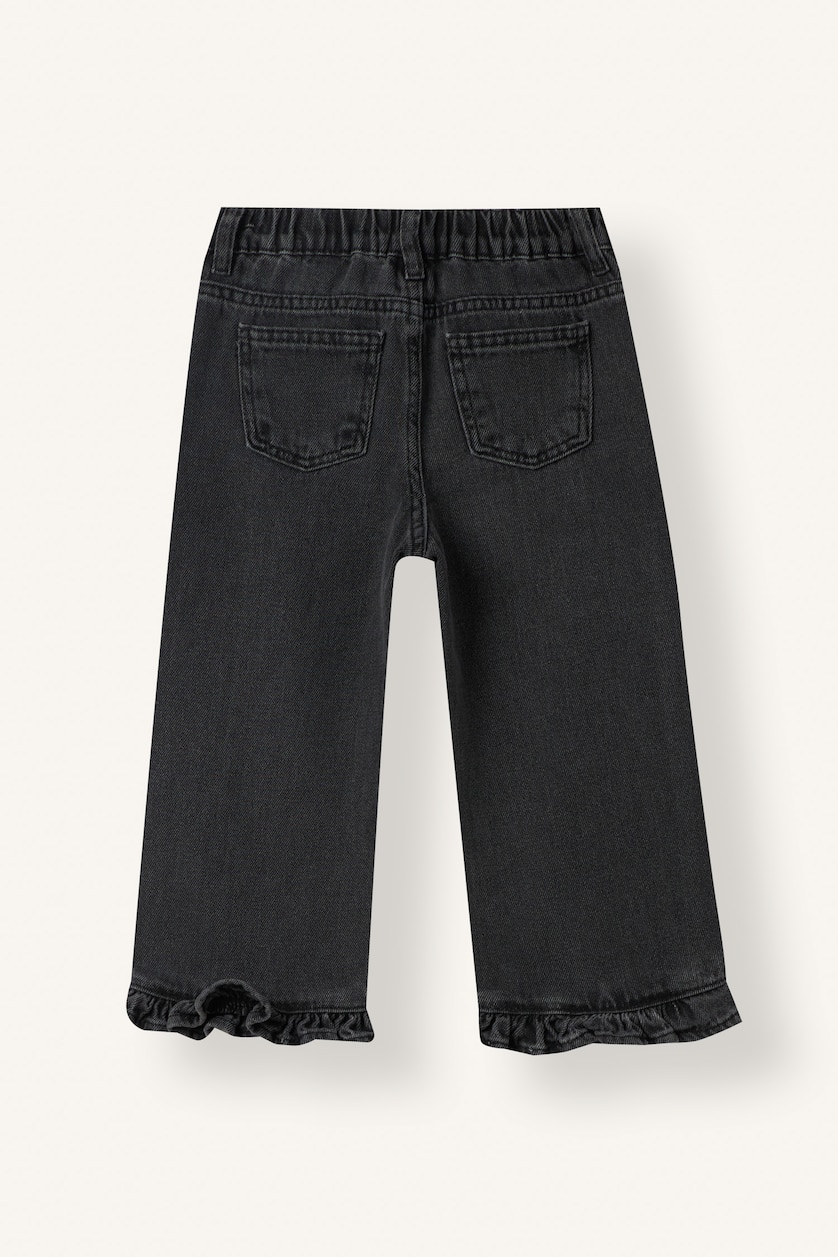 Baby Girls Anthracite Woman Culotte Fit Embroidered Denim Trousers