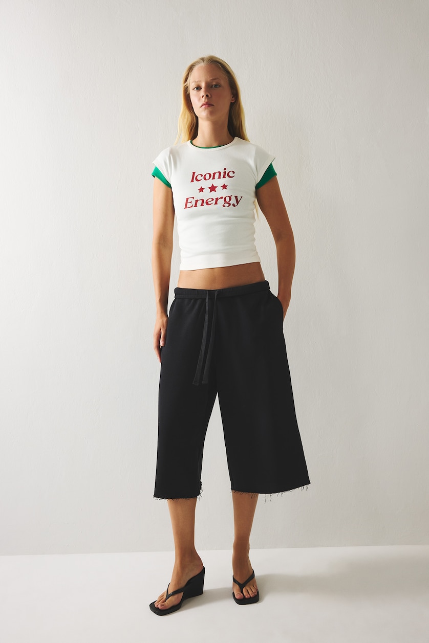WOMAN White Slim Fit Ribana Short Sleeve T-Shirt