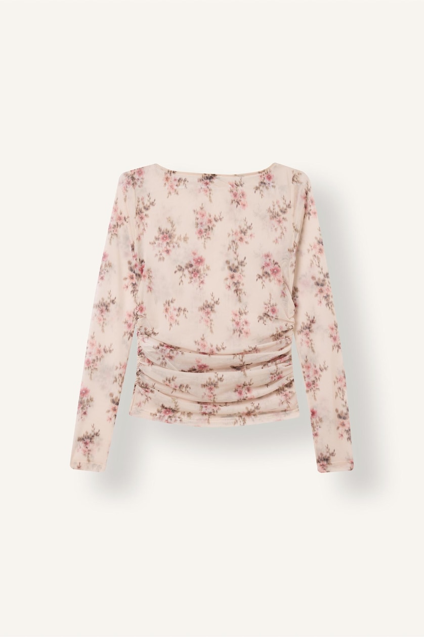 WOMAN Ecru Slim Fit Tulle Long Sleeve T-Shirt