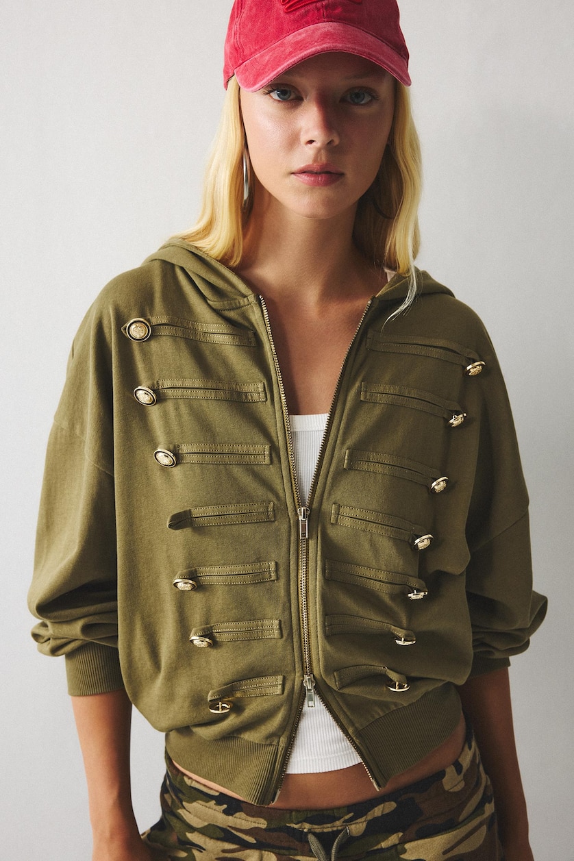 Women Khaki Loose Fit Cardigan